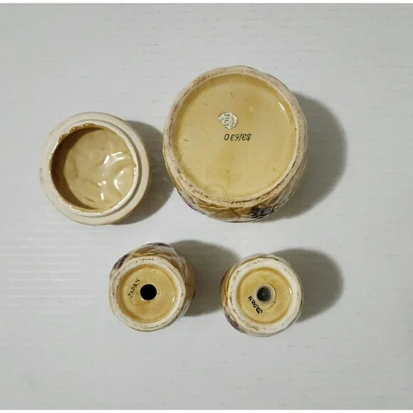 Tilso Japan Ceramic Set of Grease Jar and Salt & Pepper Shakers Fruits 53/630 - Picture 8 of 11